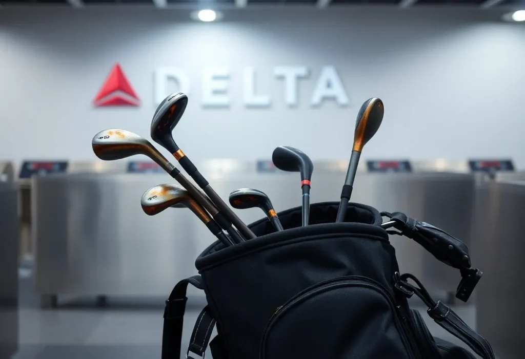 Damaged golf equipment after Delta flight mishap