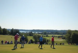 Competitors playing at the Dixie Amateur golf tournament.