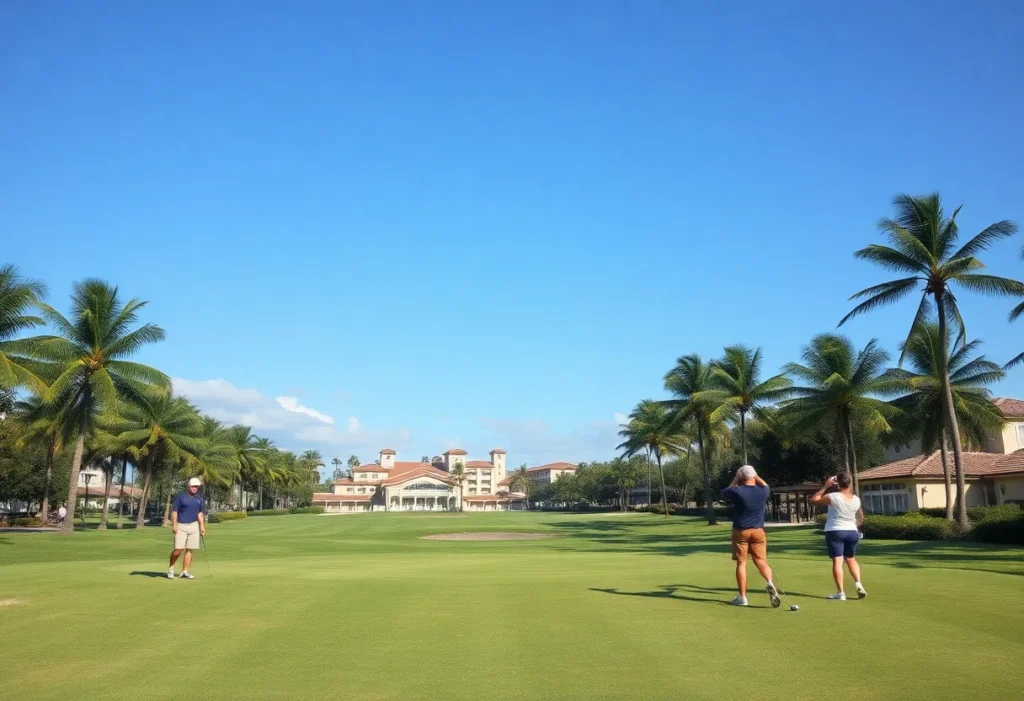 Stunning Florida golf course with a resort in the background