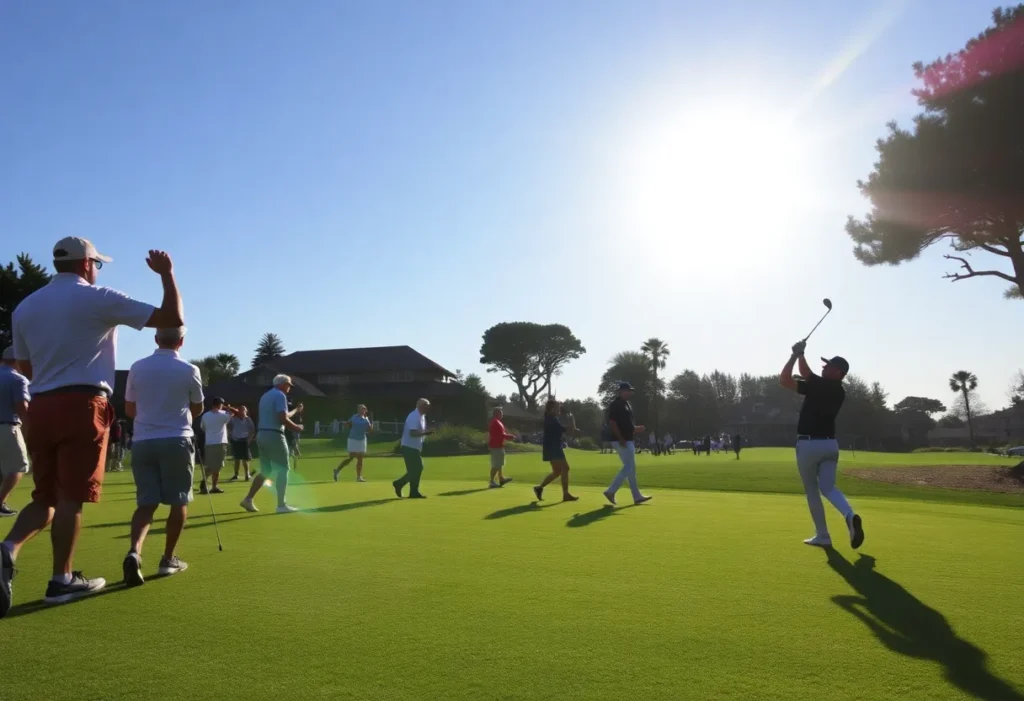 Golf tournament scene at Tiburon Golf Club with LPGA and PGA players