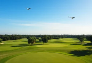 Panoramic view of Soleta Golf Club, showcasing its fairways and natural setting in Myakka City.