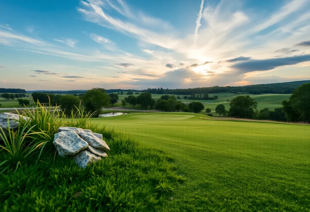 Close Up of a Beautiful Golf Course with Lush Greenery