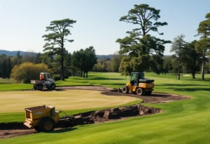 Construction workers restoring Baltusrol Golf Course