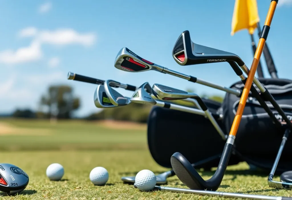 Variety of the best golf clubs for 2025 displayed outdoors.