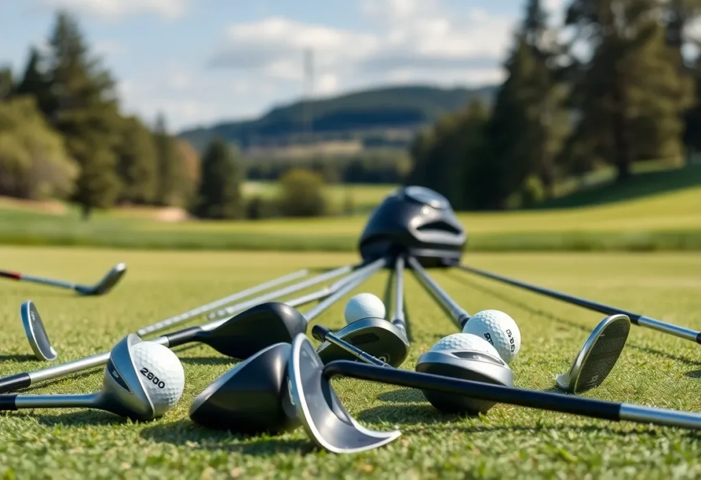 Cobra Puma Golf clubs and accessories on a golf course