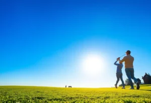 Golfer enjoying a sunny day at a beautiful golf course.