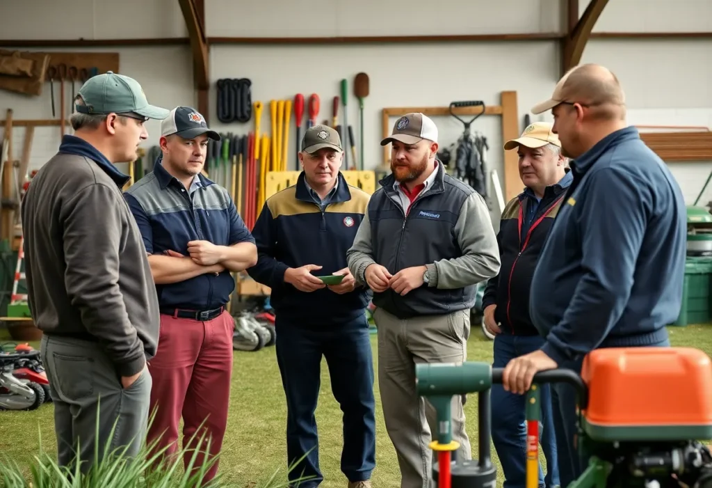 Golf equipment managers collaborating during a workshop