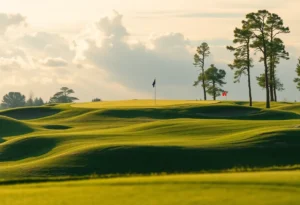 Golf course with shadows representing tragedy