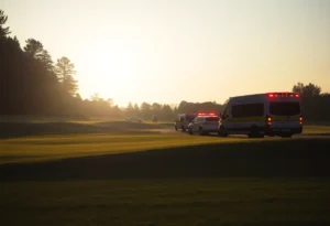 Emergency vehicles at a golf course