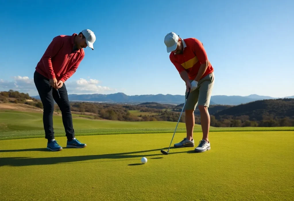 Golfer making a putt on the green