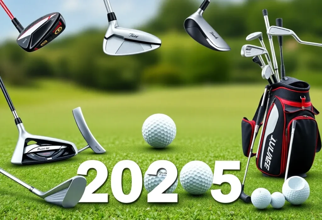 Collage of the latest golf equipment in 2025