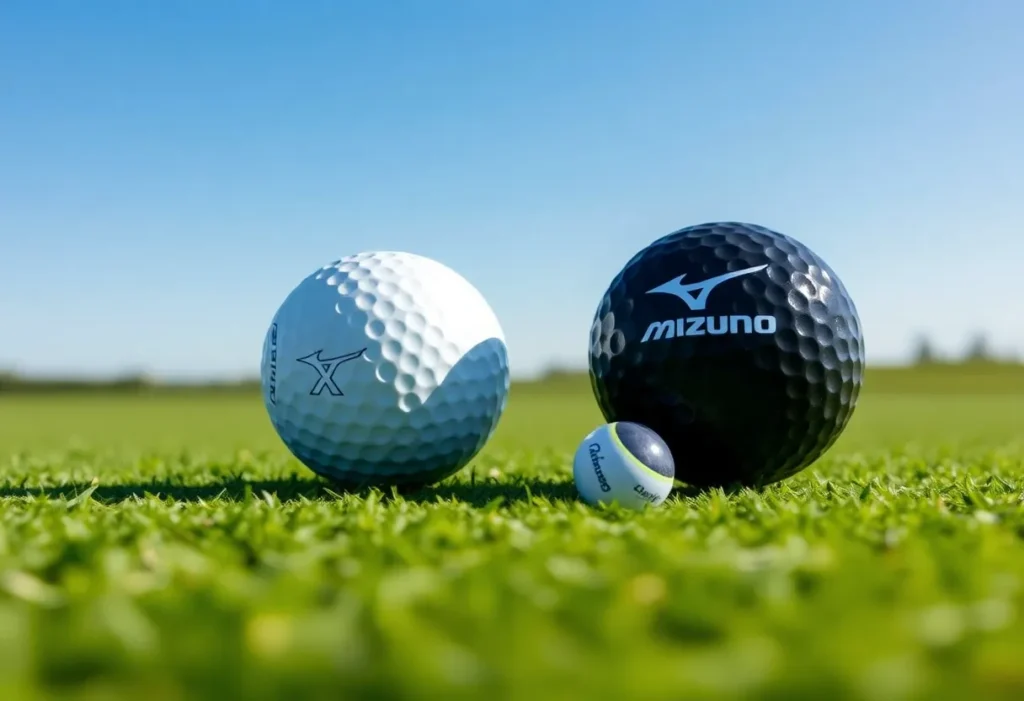 Mizuno Pro X and Pro S golf balls displayed with a golf course background