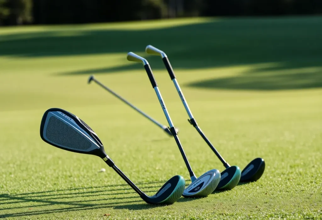 New golf clubs from Mizuno and Bettinardi on a golf course