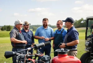 Group of equipment technicians at a golf course