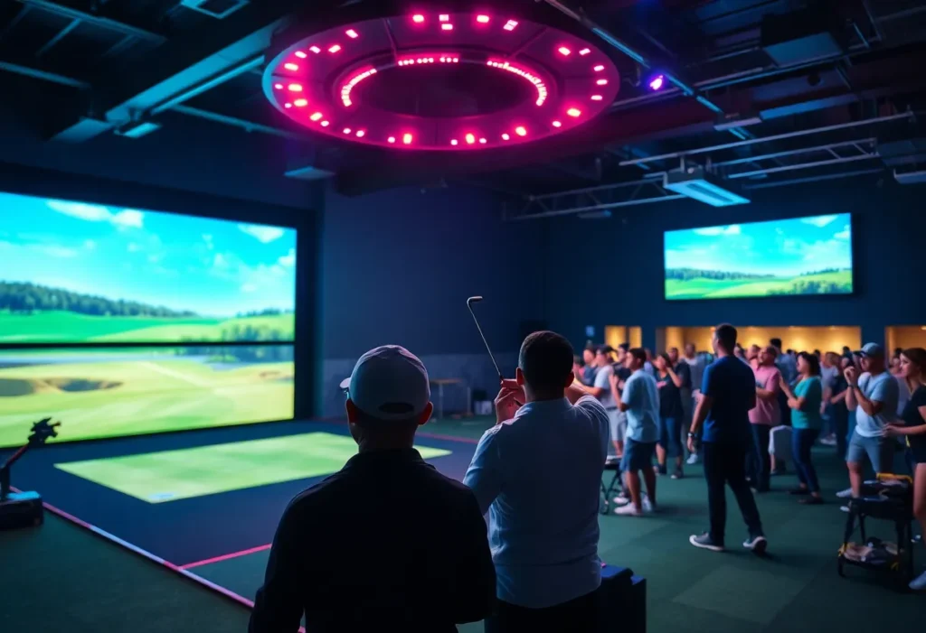 Crowd enjoying TGL Golf League indoor tournament with advanced technology