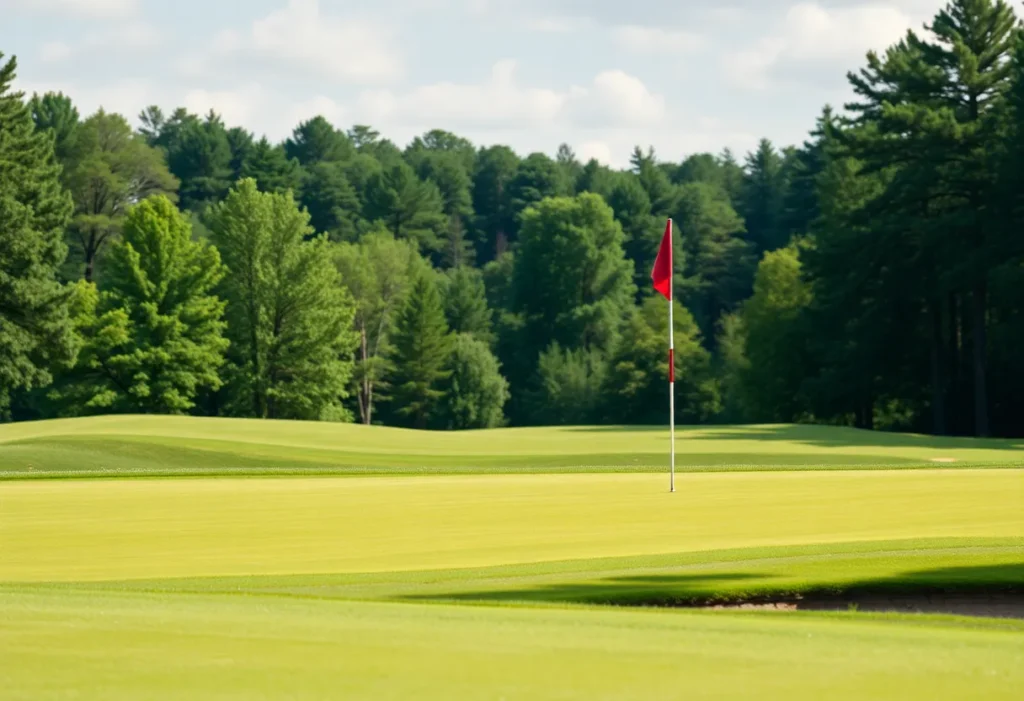 Close-up view of a well-maintained golf course with vibrant grass.