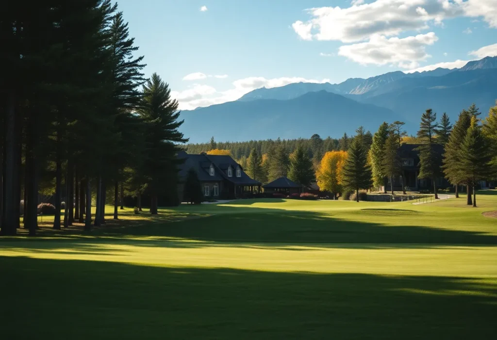 Close up view of a beautiful golf course showcasing lush green grass.