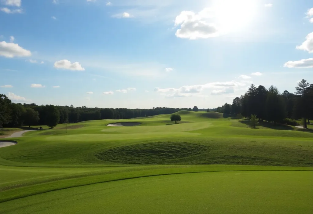 A stunning view of a beautifully manicured golf course.