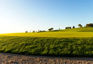 Close up of a beautiful and well-maintained golf course.