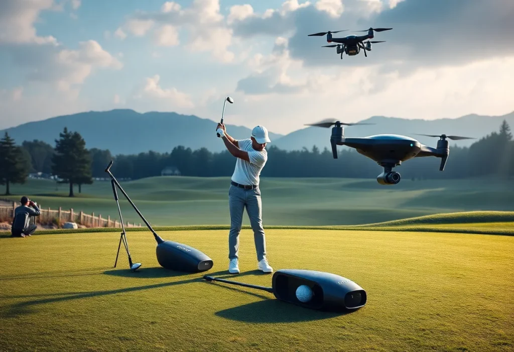 A golfer using smart technology on the course in 2025